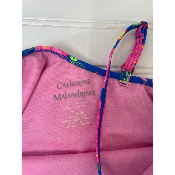 Catherine Malandrino Floral One Shoulder Bathing suit & Pilyq Bottom Set 7-8 yo - Picture 3 of 7